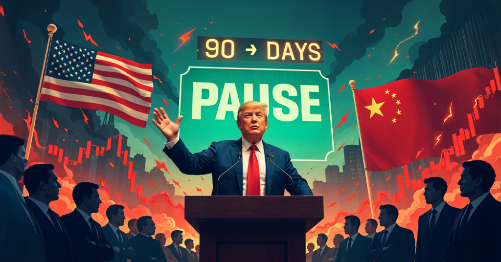 Market Volatility Amid continuous Trade War. Trump declares 90-pause on reciprocal Tariffs. 